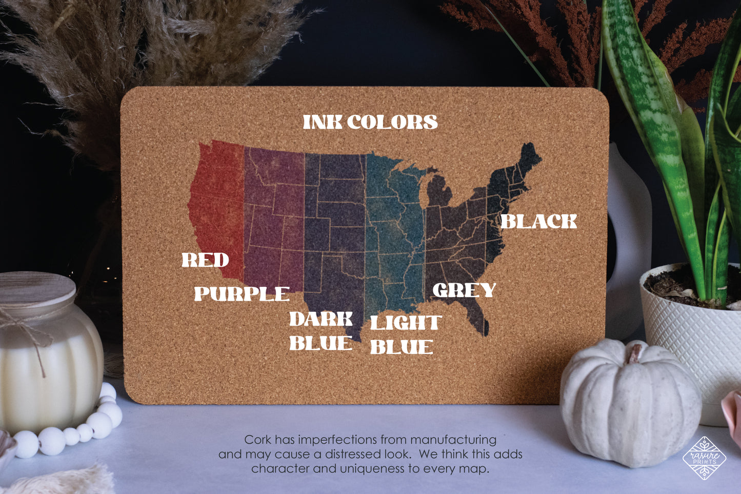 Home is wherever I am with you - Cork Travel Map; Push Pin Cork Travel Map, USA Travel Map