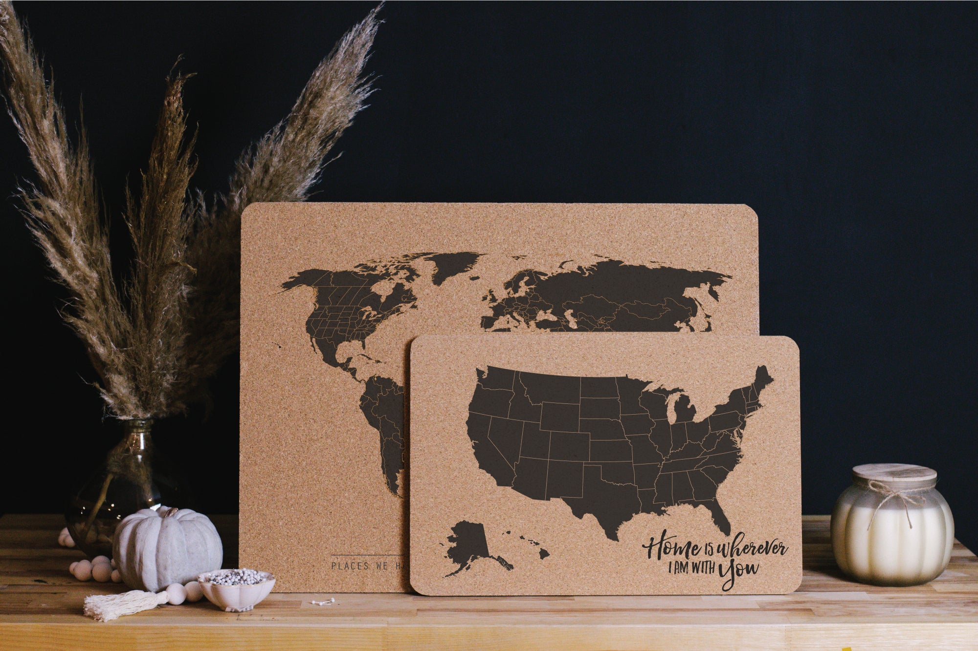 Wooden Cork Board Travel Map with 100 Decorative Push Pins (16.5 x 11. –  BrightCreationsOfficial